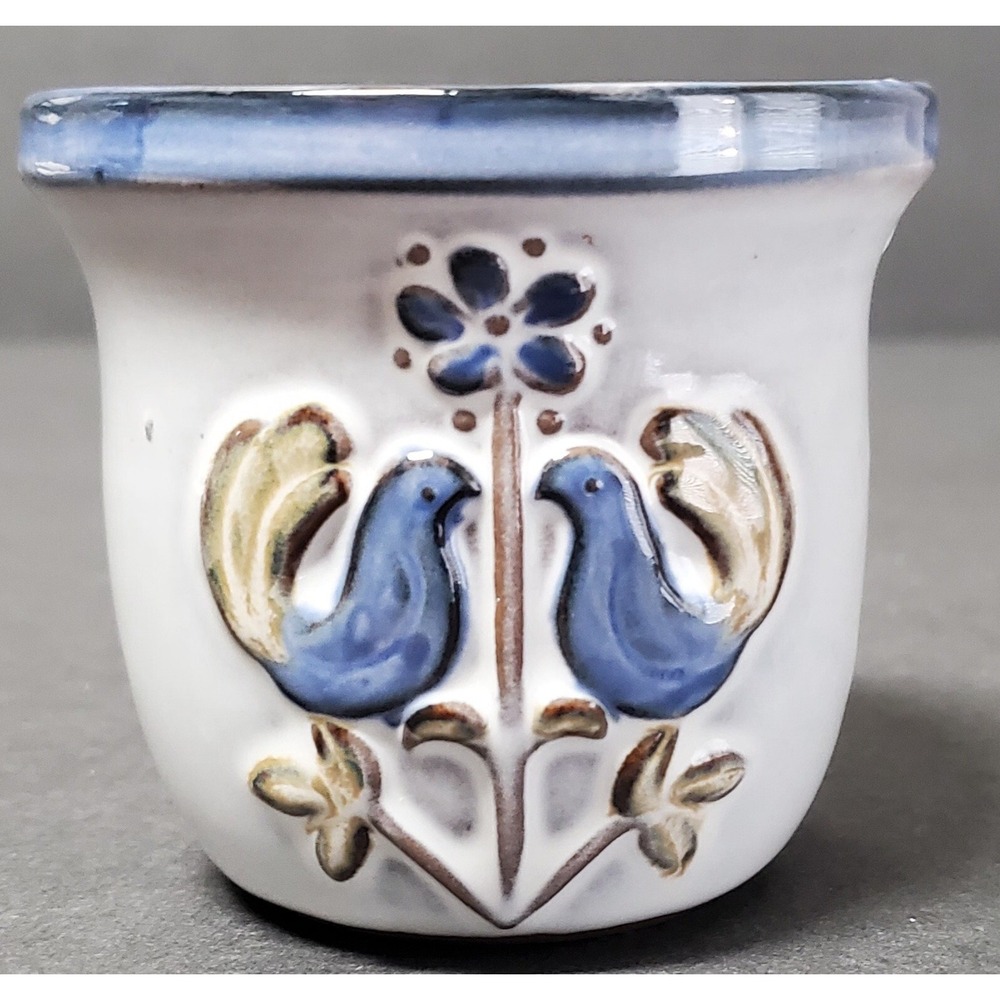 VTG Bonn 1982 Tiny Pot Planter Dutch Partridges Floral Toothpicks/Jam/Salt Cup